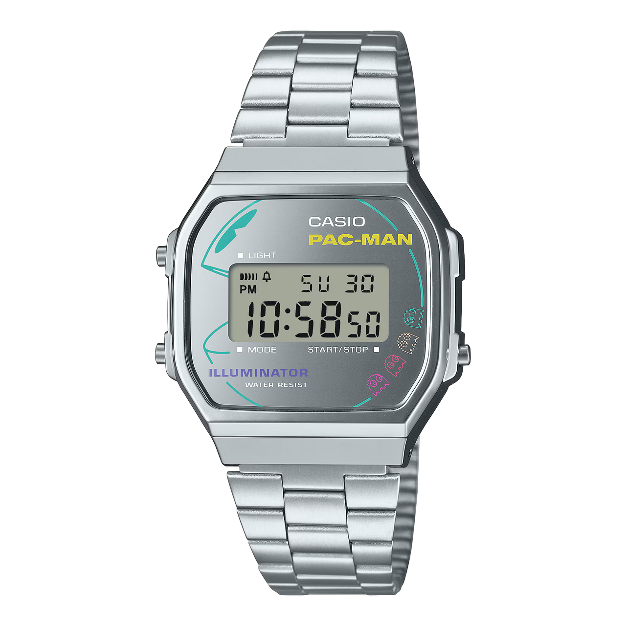 Casio Unisex Digital Watch 36mm Vintage PAC-MAN Silver