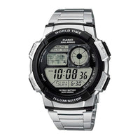 Thumbnail for Casio Worldtime 45mm Silver Black Men's Digital Watch AE-1000WD-1AVDF