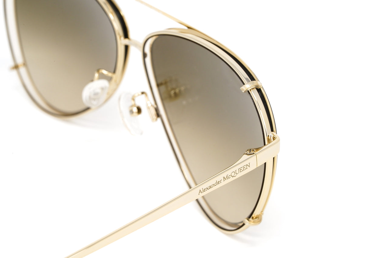 Alexander McQueen Unisex Sunglasses Pilot Gold AM0263S-002 62