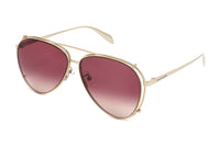 Thumbnail for Alexander McQueen Unisex Sunglasses Pilot Rose Gold AM0263S-004 62