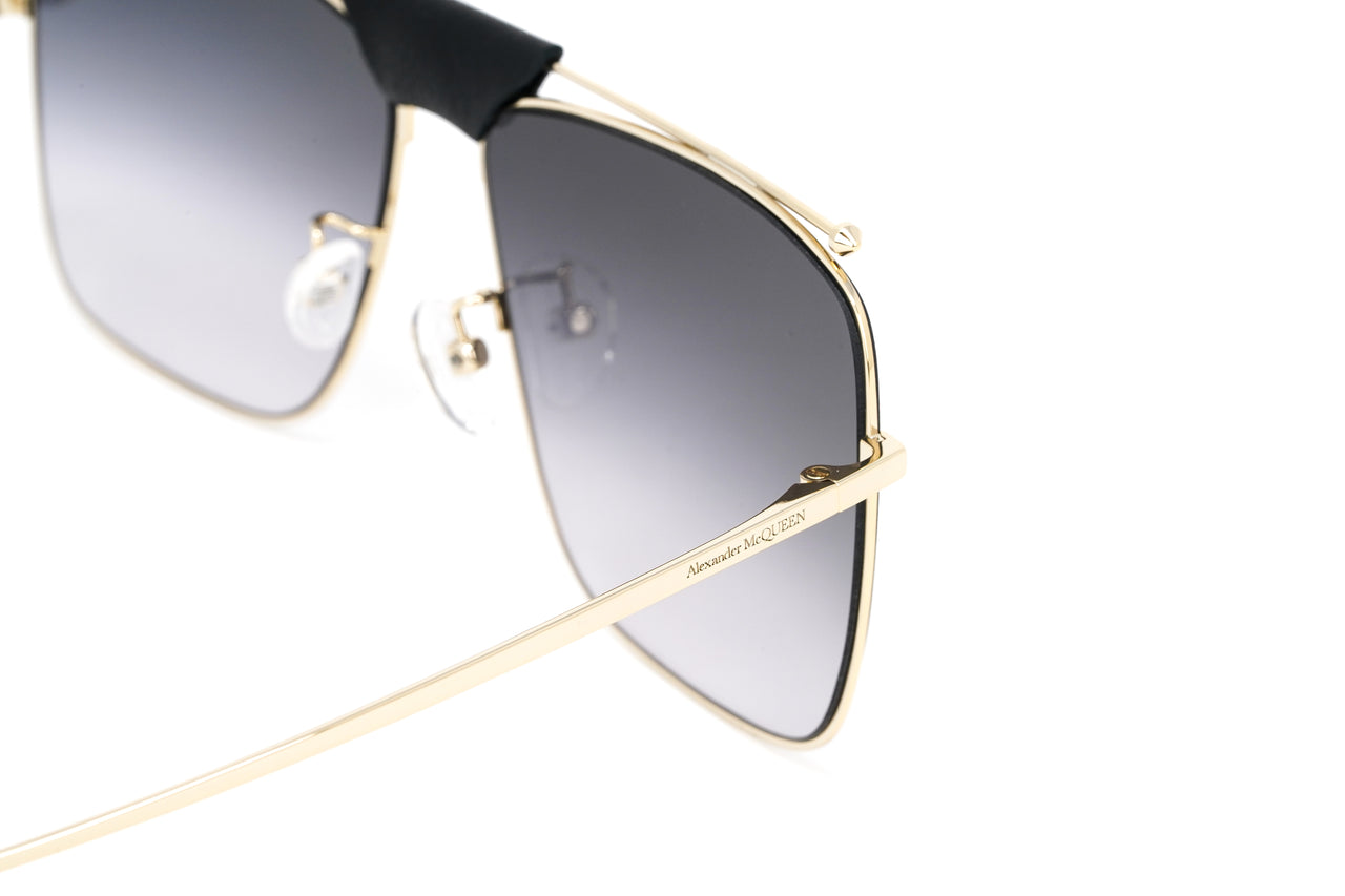 Alexander McQueen Unisex Sunglasses Browline Gold AM0318S-001 61