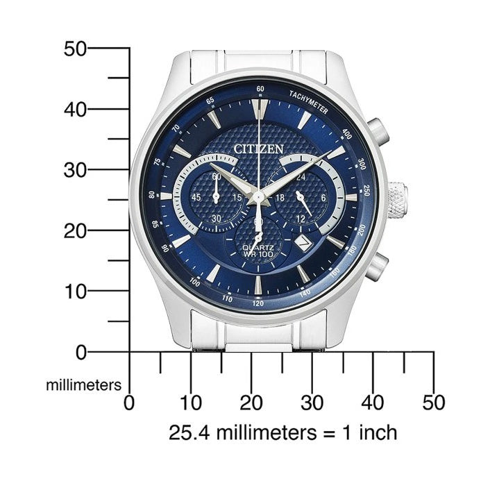 Citizen Chronograph Men's Watch 42mm Blue Dial Stainless Steel