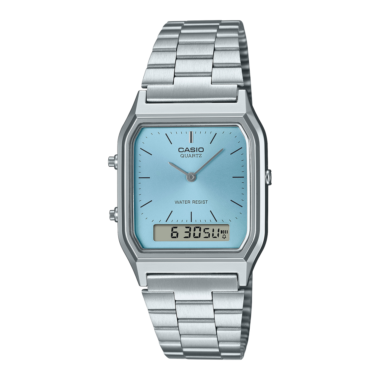 Casio Watch Vintage Retro Dual Time Steel Ice Blue AQ-230A-2A1MQY