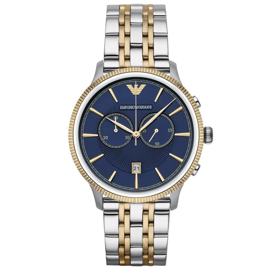 Emporio Armani Men's Watch Chronograph Two Tone Blue AR1847