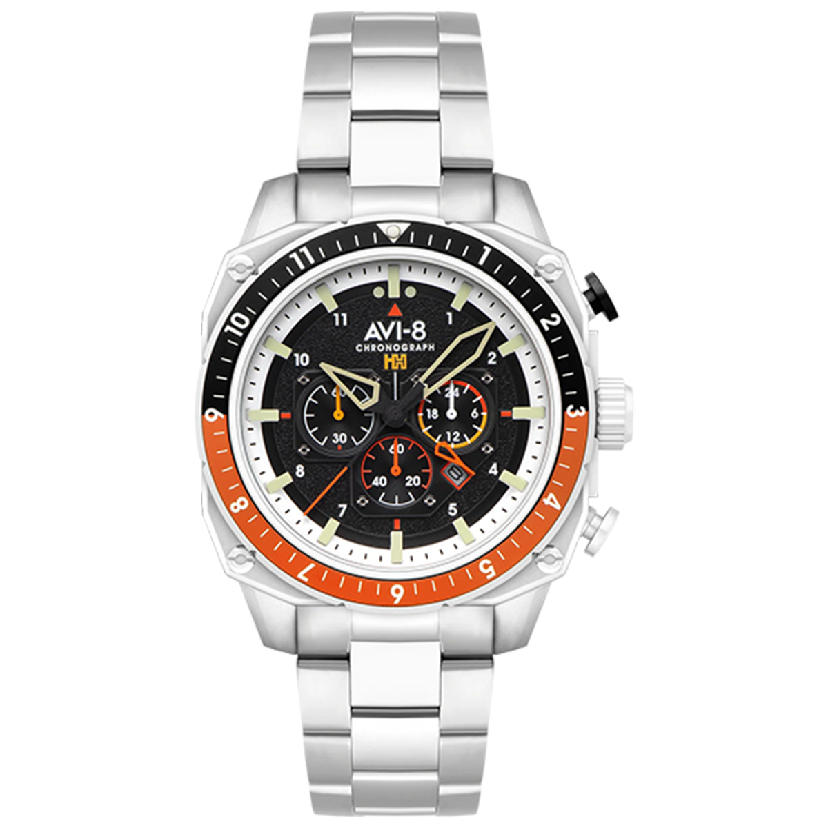 AVI-8 Hawker Hunter Atlas Dual Time Men's Black Silver Watch AV-4100-11