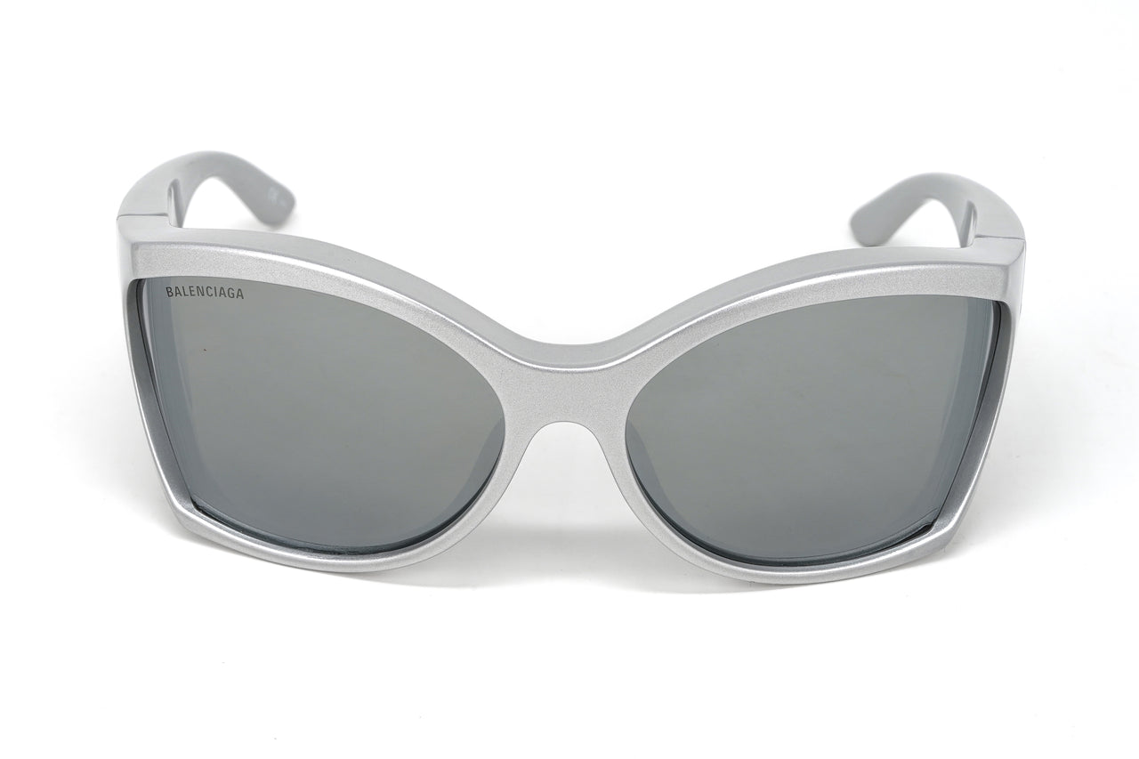 Balenciaga Women's Sunglasses Oversized Butterfly Silver BB0154S-003 72