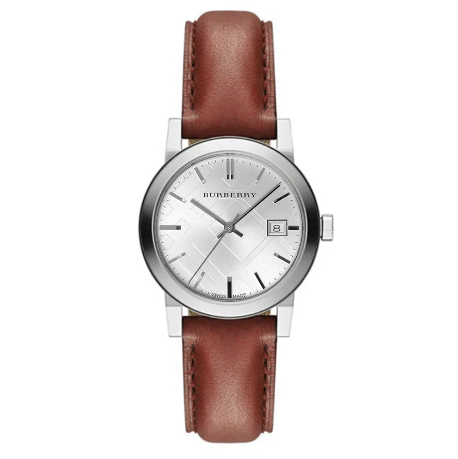 Burberry Ladies' Watch The City Check Silver Brown BU9121