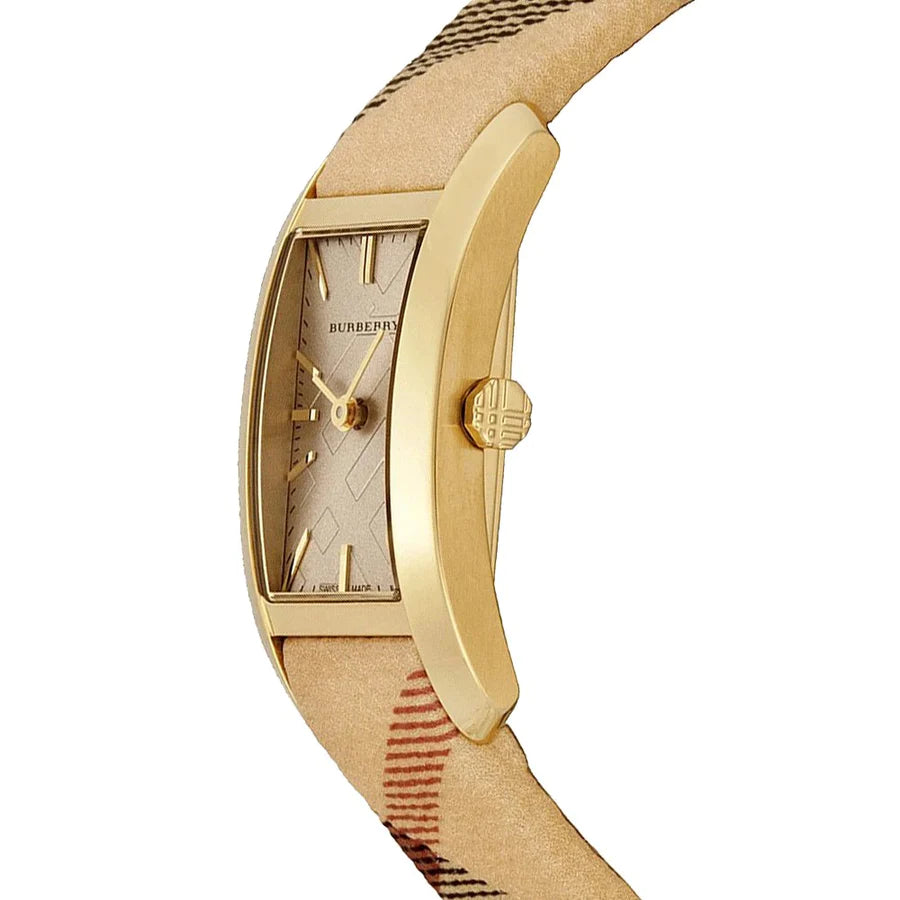 Burberry Ladies Watch The Pioneer Check Yellow Gold BU9509