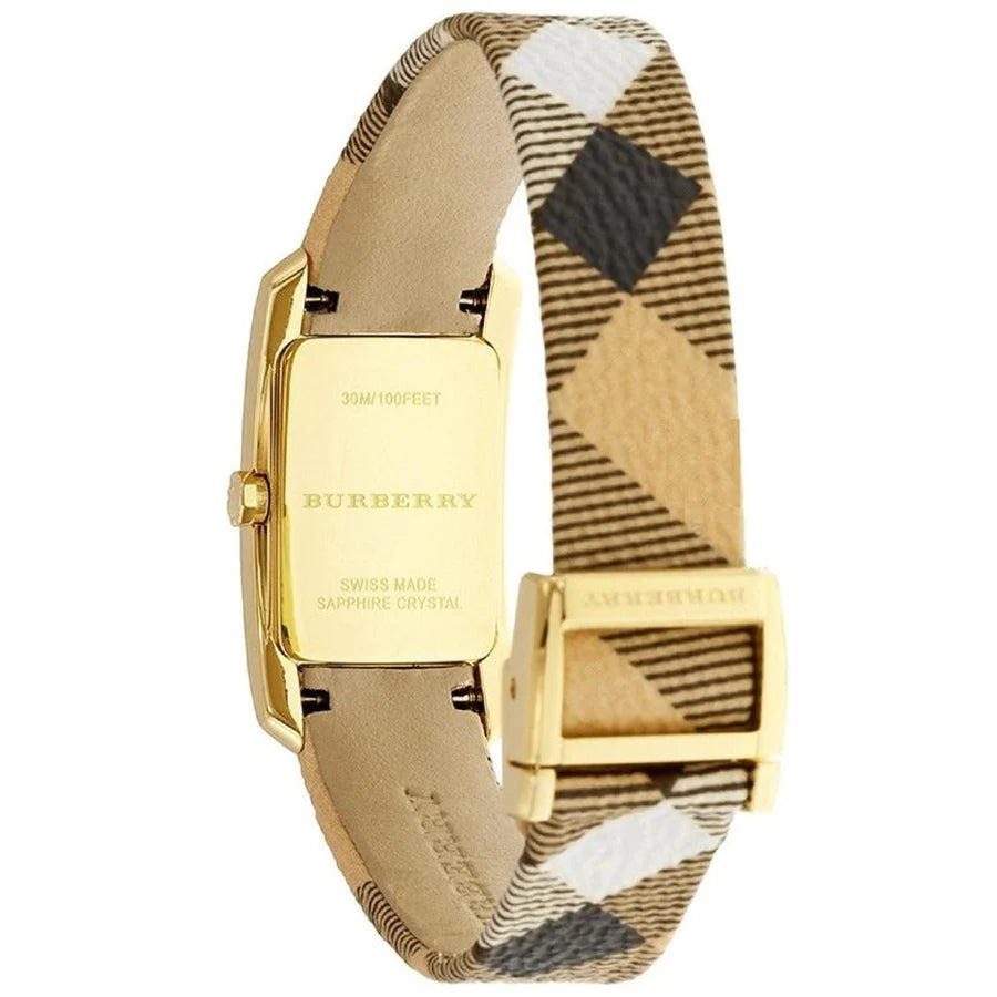 Burberry Ladies Watch The Pioneer Check Yellow Gold BU9509