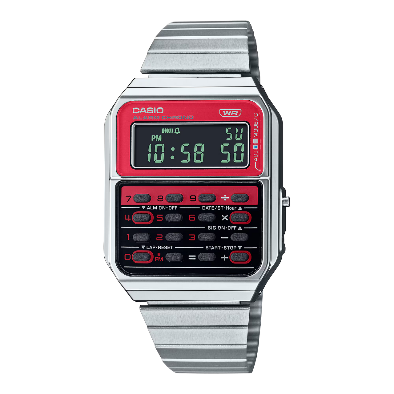Casio Unisex Digital Watch 43mm Vintage Calculator Red