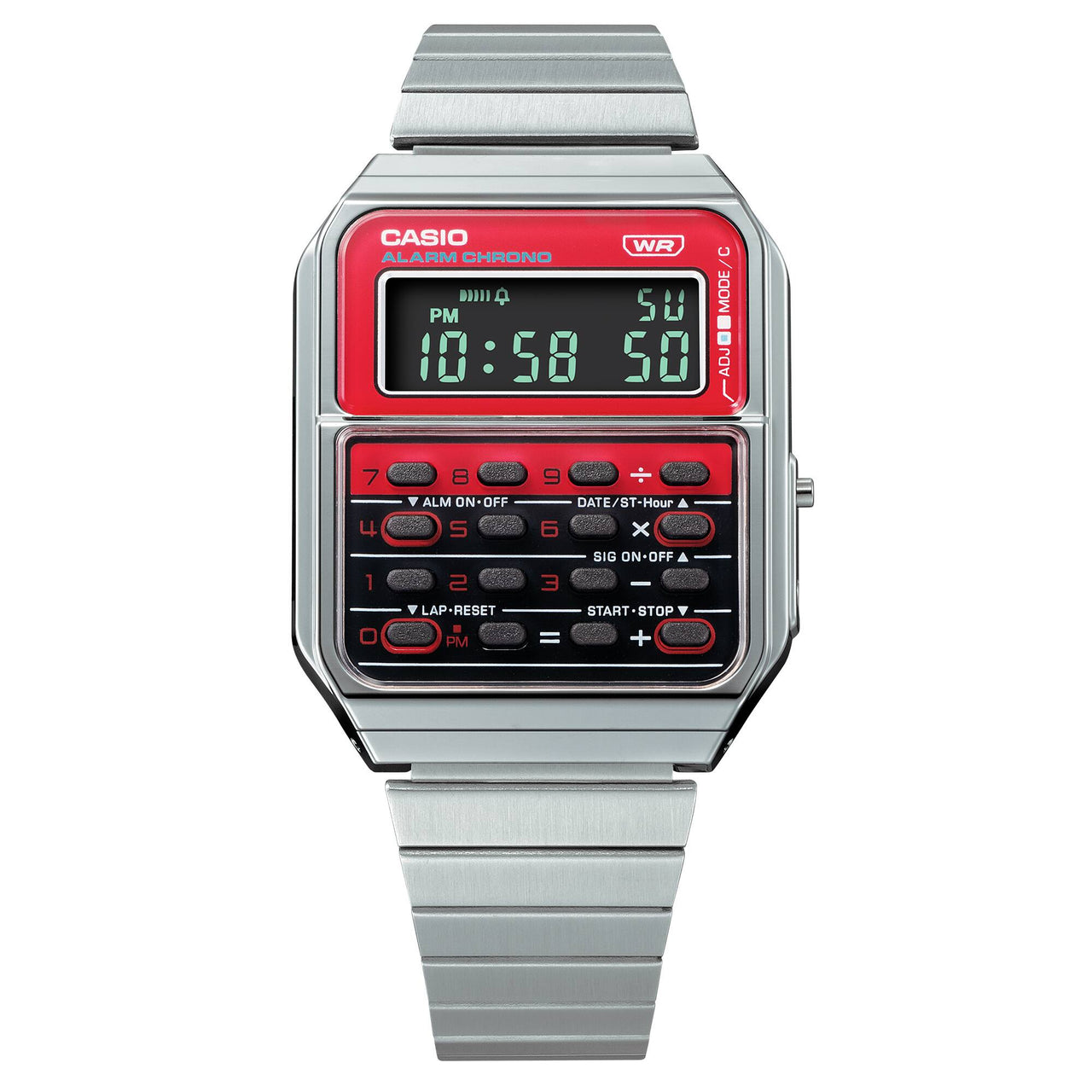 Casio Unisex Digital Watch 43mm Vintage Calculator Red