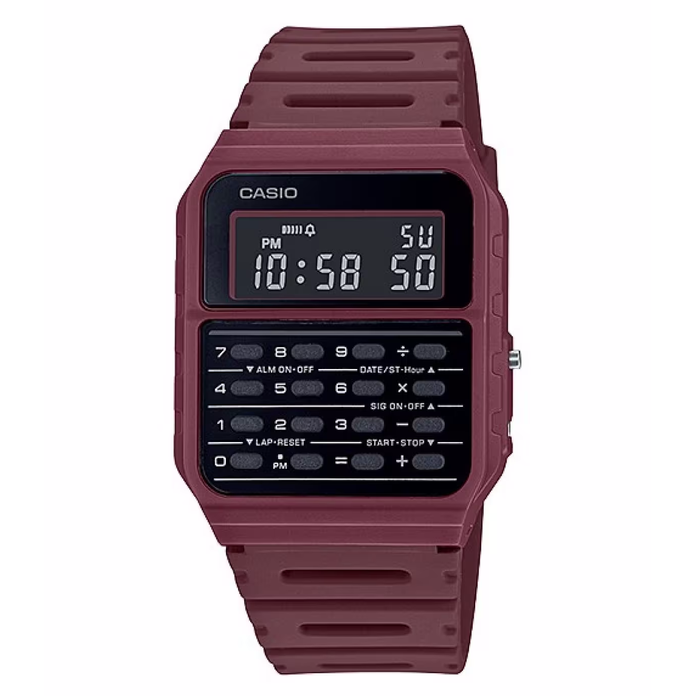 Casio Watch Data Bank Calculator Maroon CA-53WF-4BDF