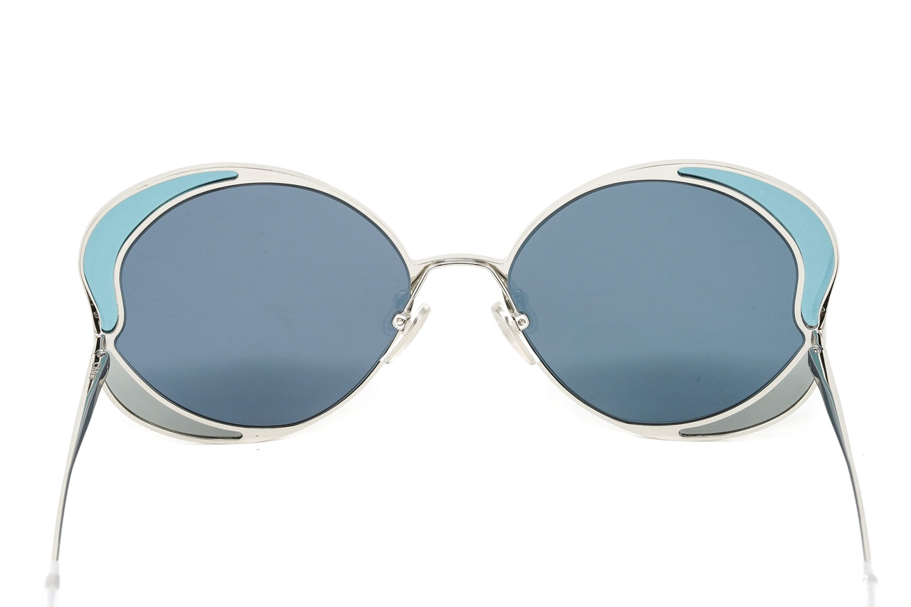 Chloé Women's Sunglasses Gemma Oversized Round Butterfly Blue CH0024S-001 60