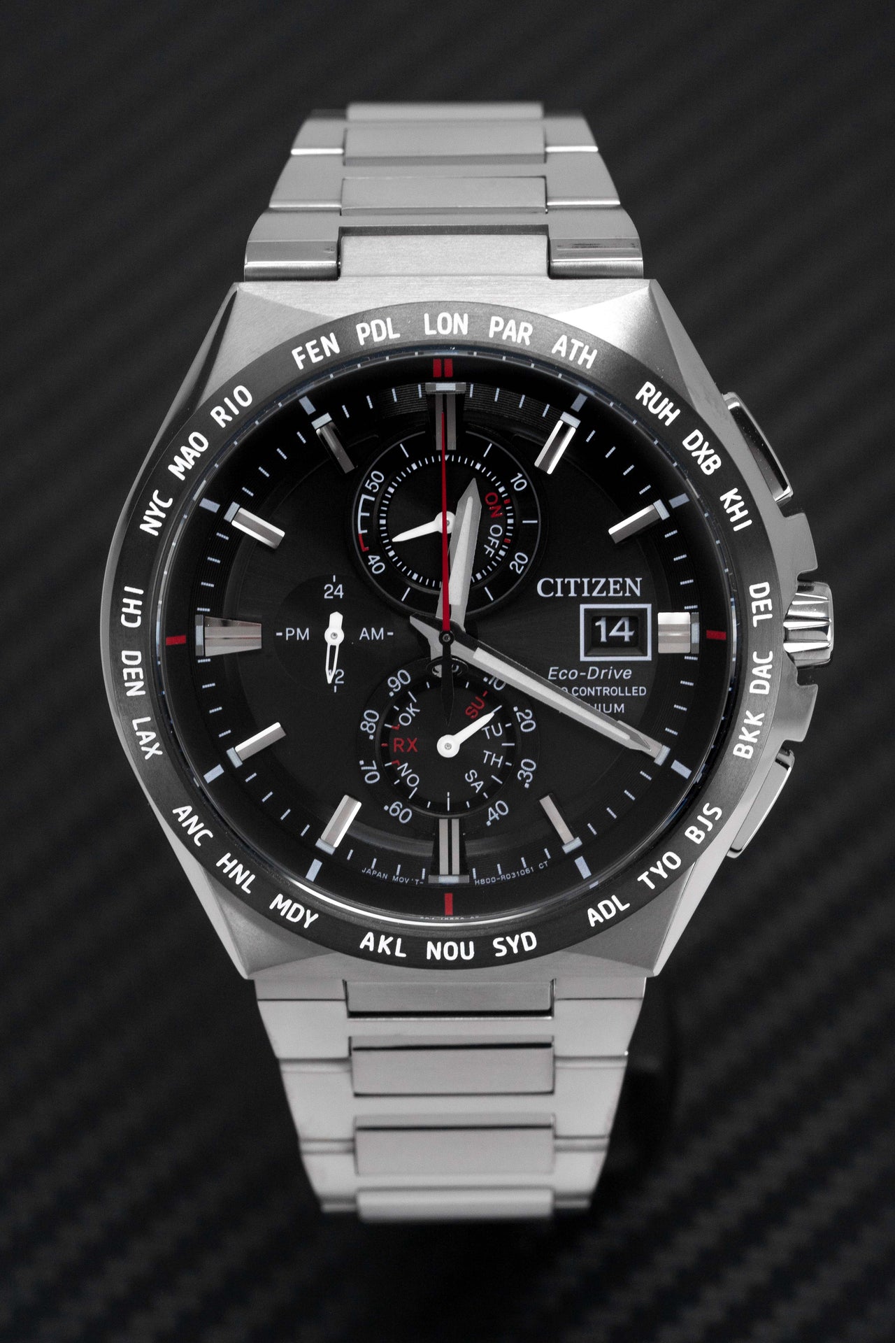 Citizen Men's Watch Chronograph Radio Controlled Eco-Drive Titanium Black AT8234-85E