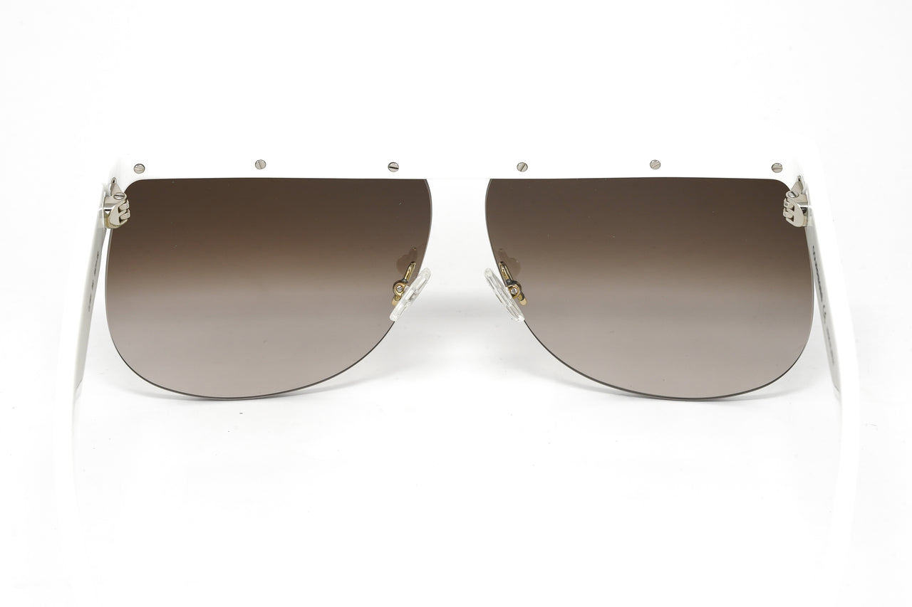 Courrèges Women's Sunglasses Oversized Flat Top White CL1901-002 66