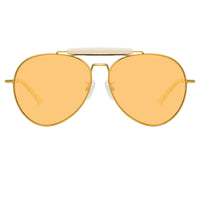 Thumbnail for Dries Van Noten Ladies Aviator Orange Sunglasses DVN187C4SUN