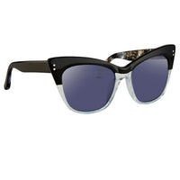 Thumbnail for Erdem x Linda Farrow Black/Silver Sunglasses EDM22C2SUN