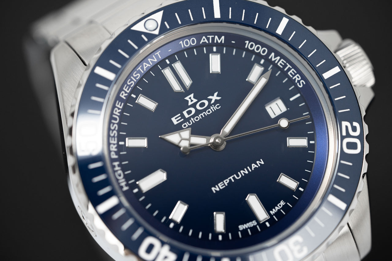 Edox Men's Watch Neptunian Automatic Steel Blue 80120-3BUM-BUF