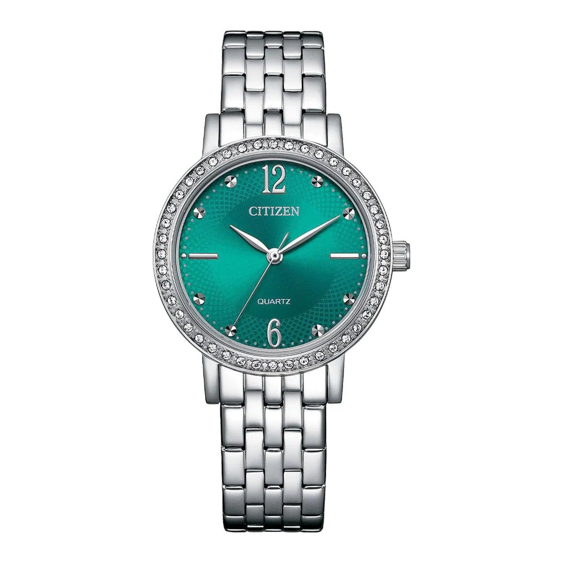 Citizen Ladies Emerald Green Dial 31mm Crystal Bezel Watch