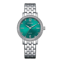 Thumbnail for Citizen Ladies Emerald Green Dial 31mm Crystal Bezel Watch