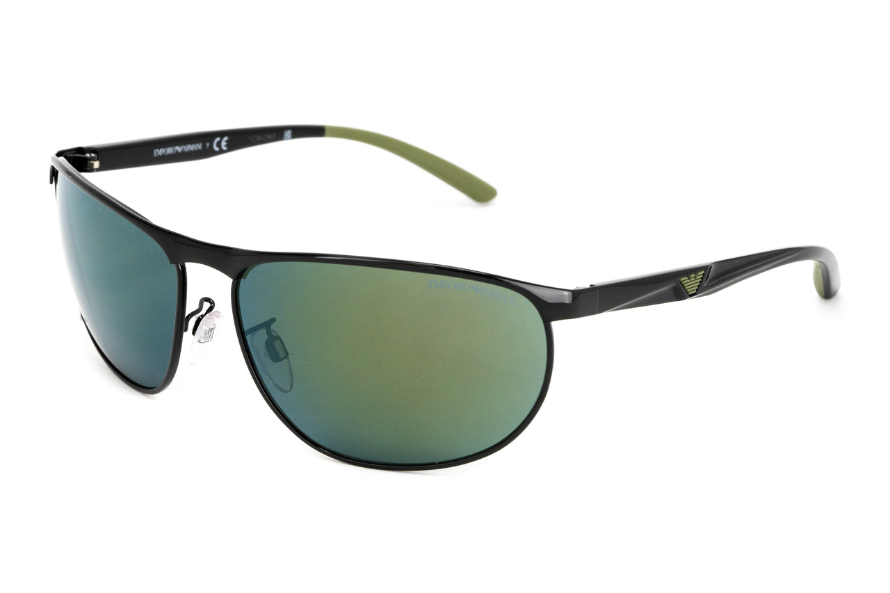 Emporio Armani Men's Sunglasses Wraparound Black/Green EA212430146R