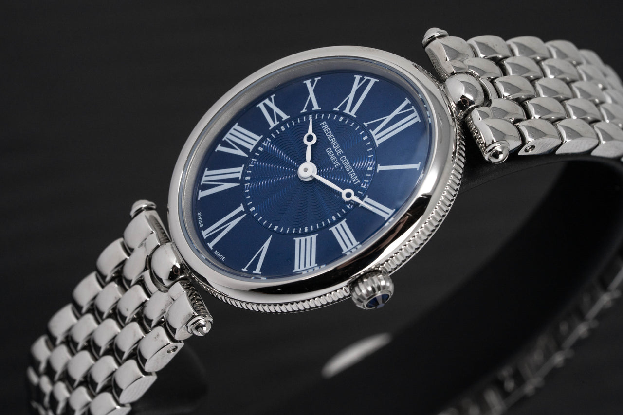 Frederique Constant Watch Ladies Art Deco Stainless Steel Blue FC-200MPN2V6B