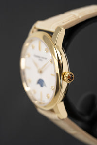 Thumbnail for Frederique Constant Watch Slimline Moon Phase Diamond Beige Leather FC-206MPWD1S5