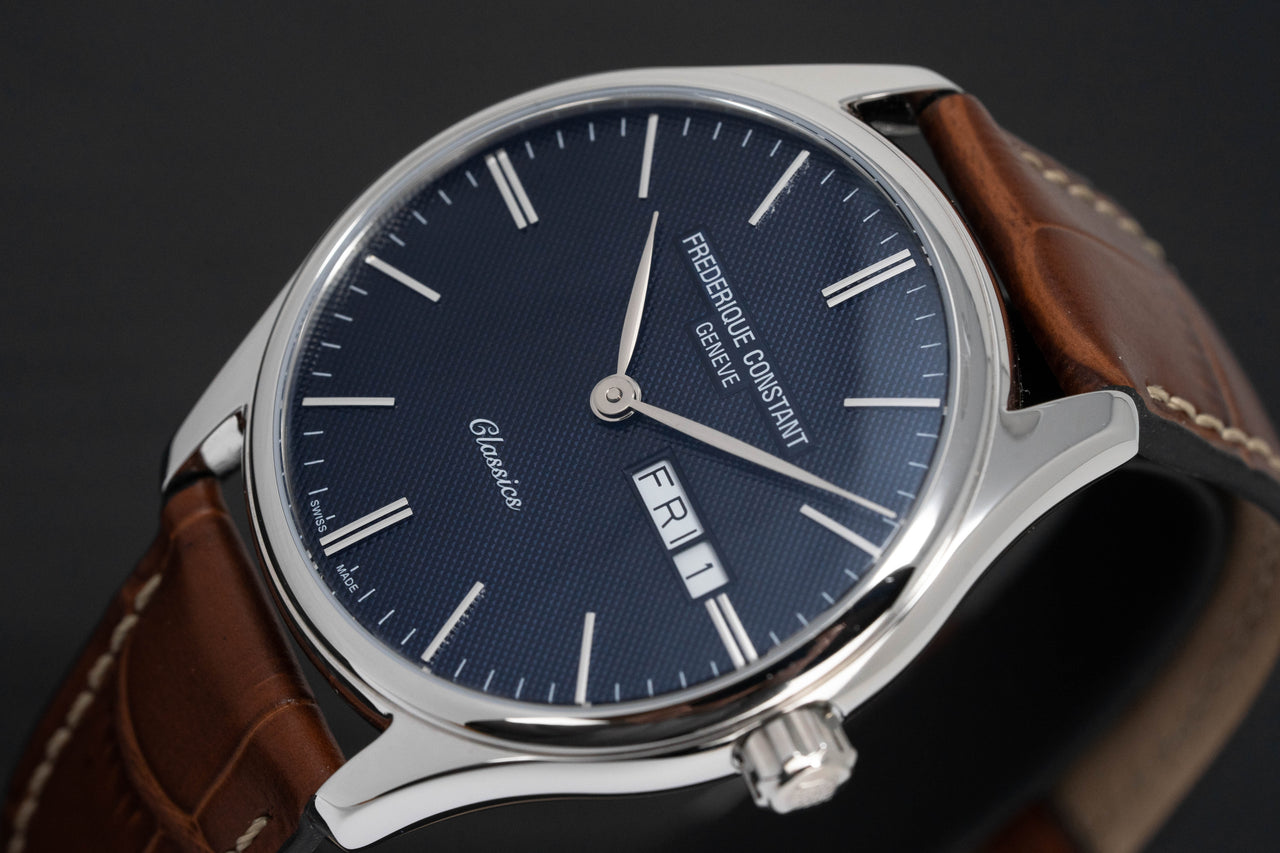 Frederique Constant Watch Men's Classic Brown Leather Blue FC-225NT5B6