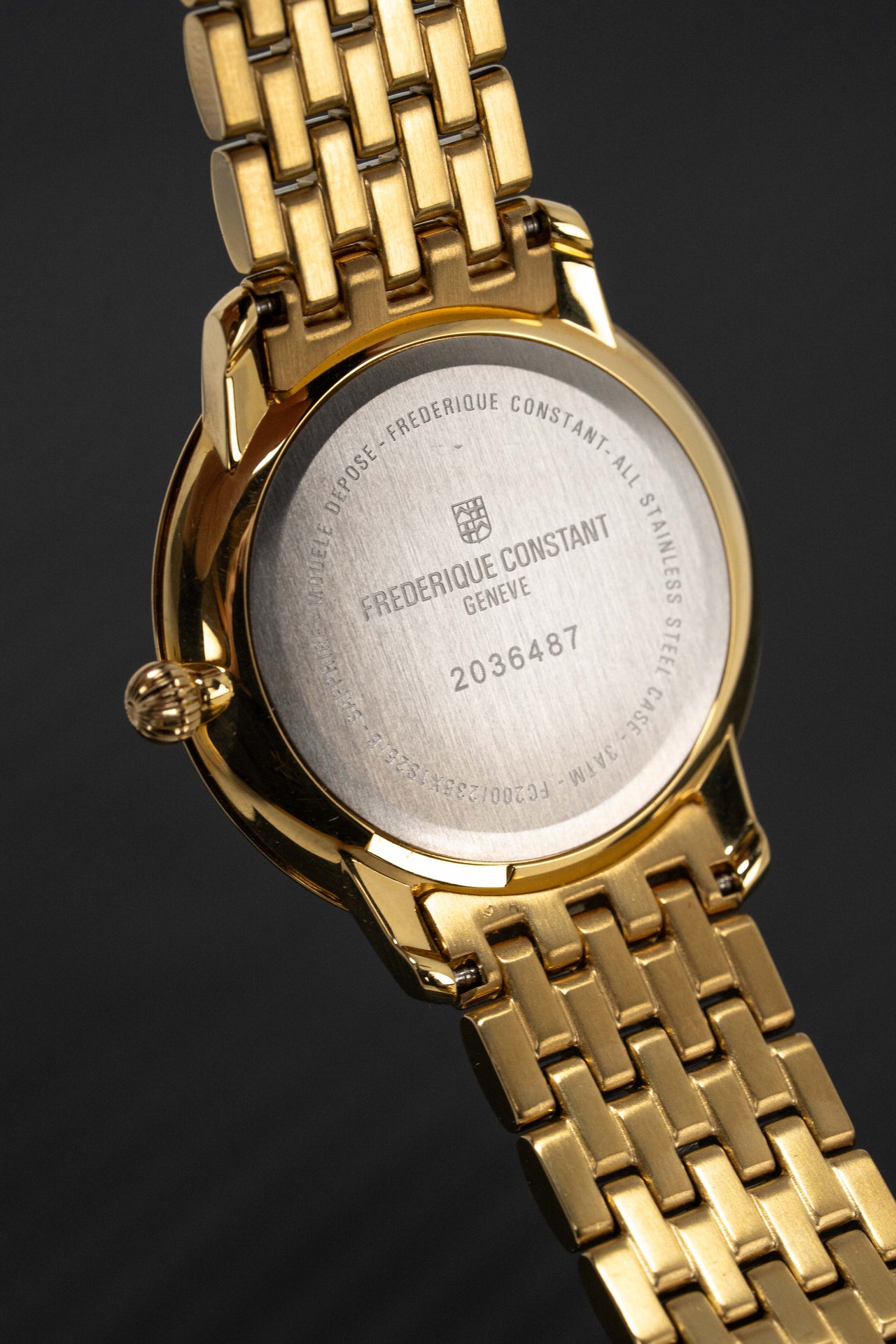 Frederique Constant Watch Slimline Diamond Small Seconds Gold PVD FC-235MPWD1S5B