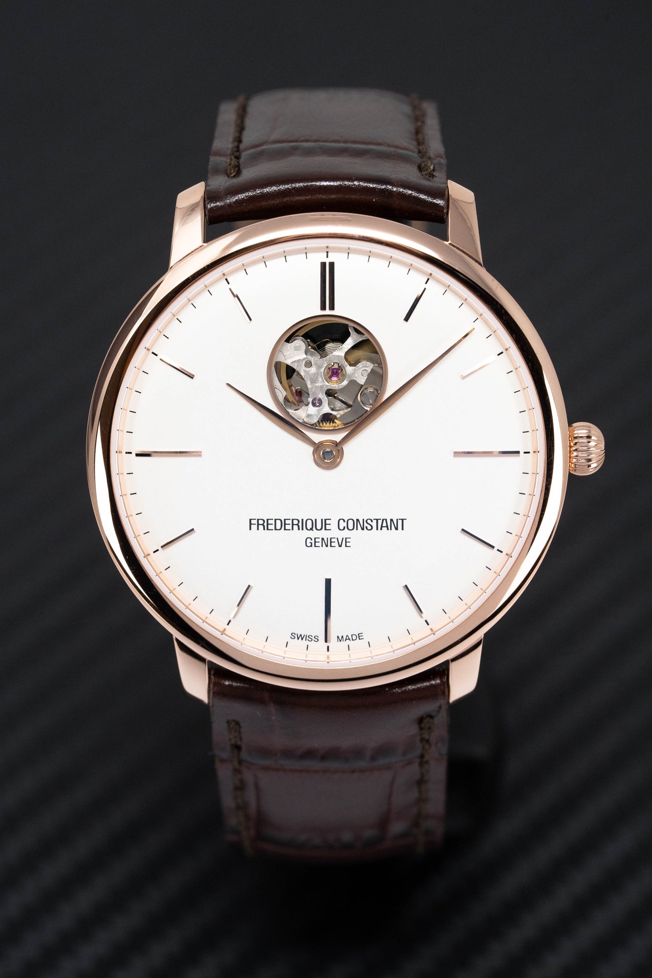 Frederique Constant Watch Slimline Heart Beat Automatic Rose Gold PVD FC-312V4S4