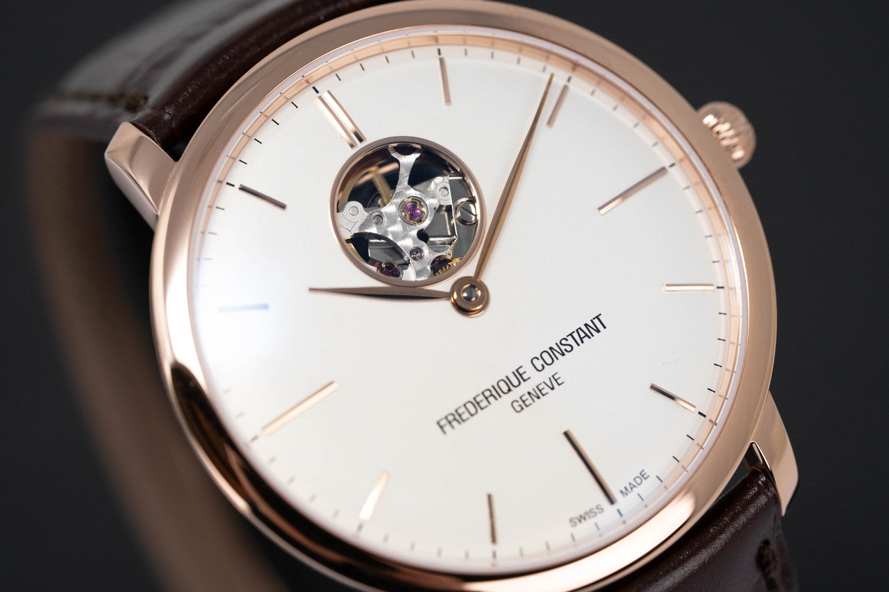 Frederique Constant Watch Slimline Heart Beat Automatic Rose Gold PVD FC-312V4S4