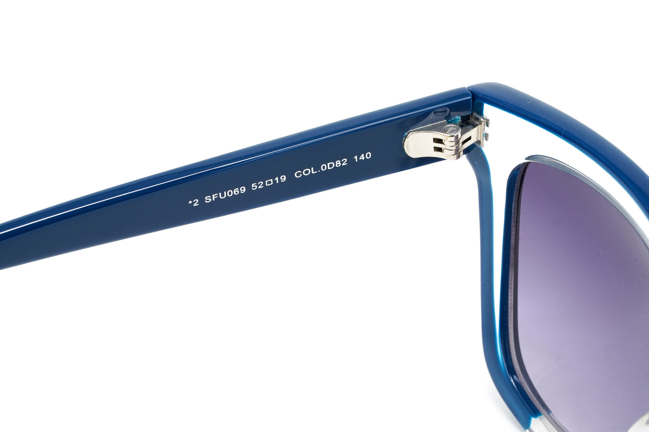 Furla Women's Sunglasses Classic Square Clear/Blue SFU069 0D82