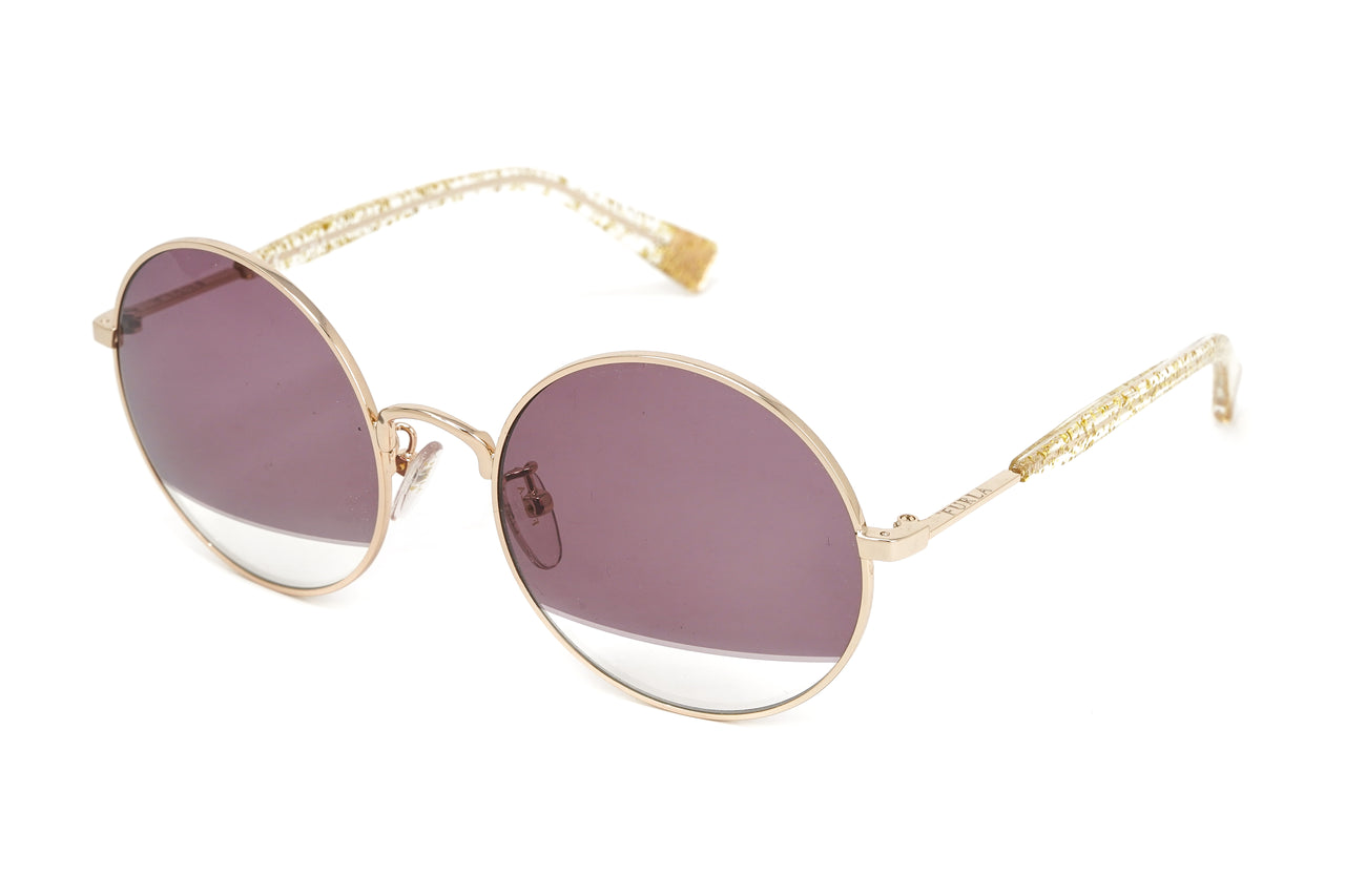 Furla Women's Sunglasses Round Gold/Purple SFU235 0300