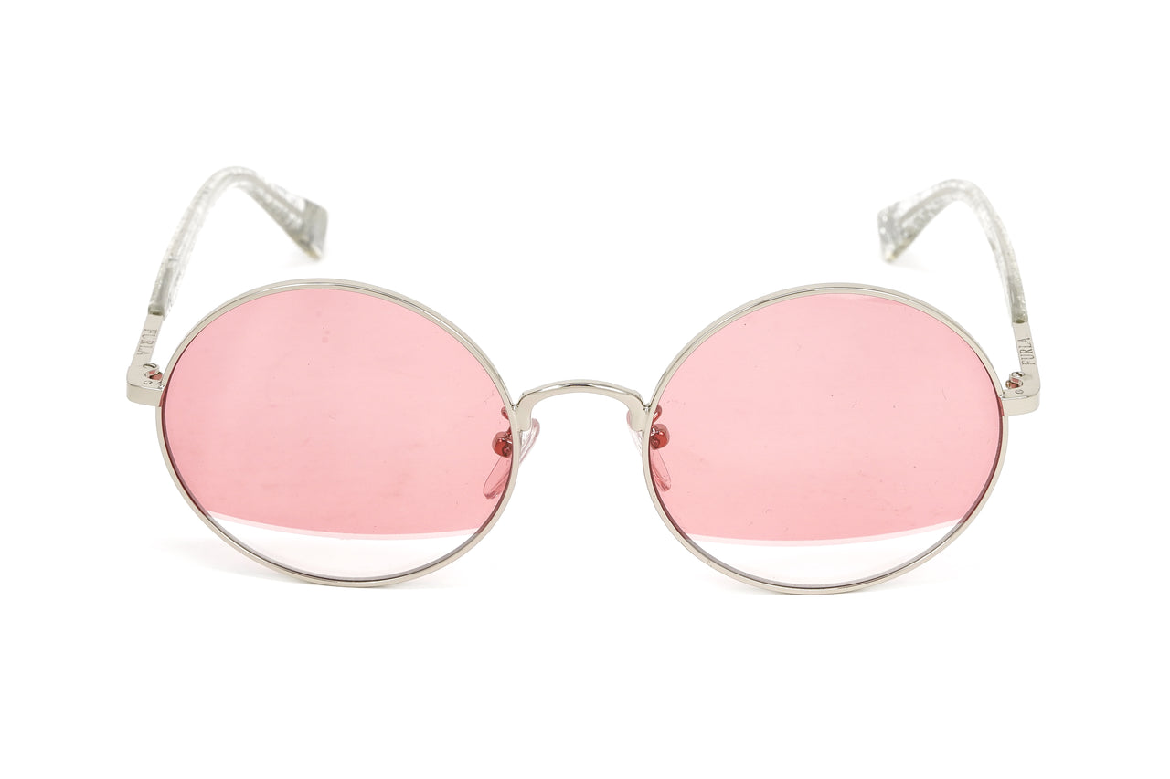 Furla Women's Sunglasses Rimless Browline Silver/Blue SFU225 579X