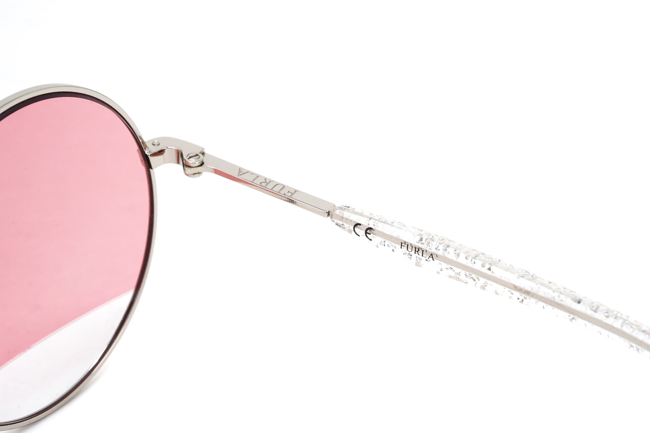 Furla Women's Sunglasses Round Gold/Pink SFU235 0579