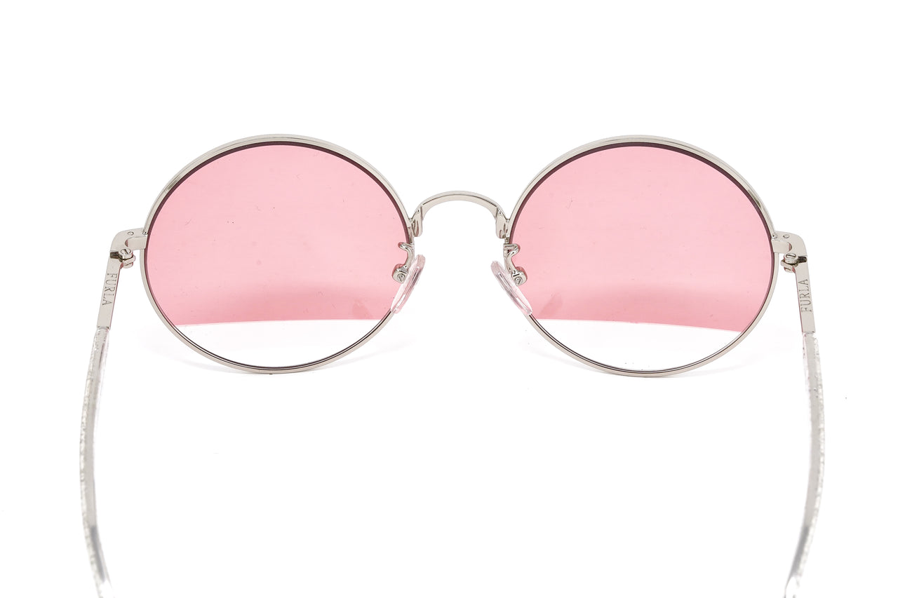 Furla Women's Sunglasses Round Gold/Pink SFU235 0579