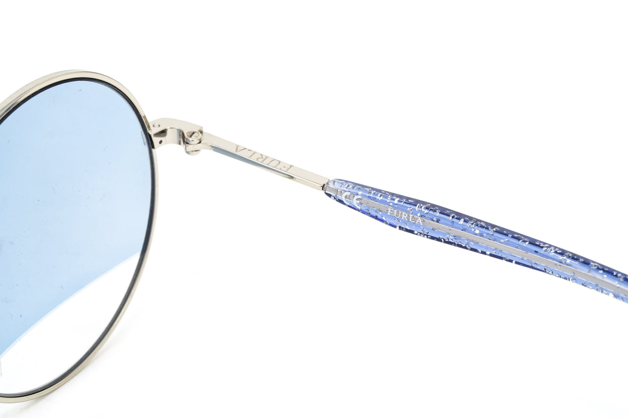 Furla Women's Sunglasses Round Gold/Blue SFU235 0594