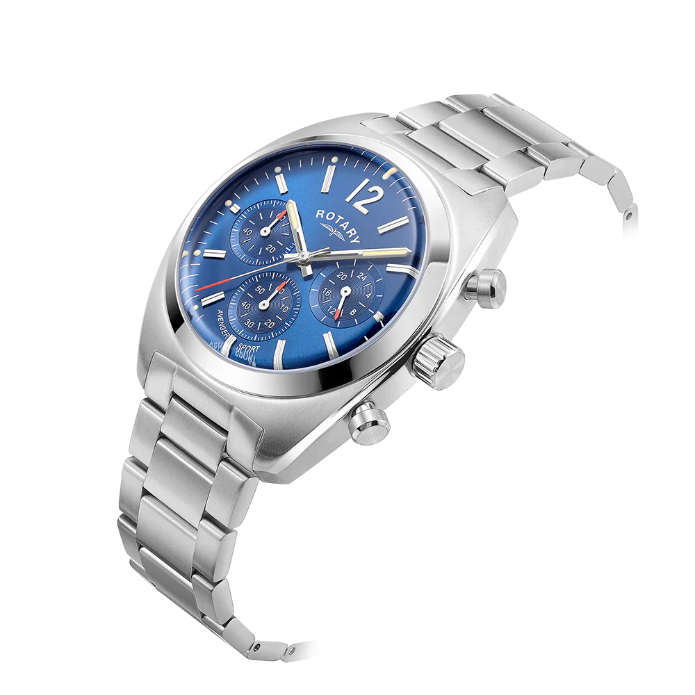 Rotary men's sports stainless steel chronograph watch sales