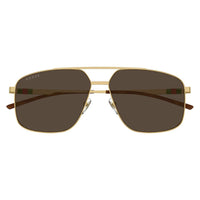 Thumbnail for Gucci Men's Gold Navigator Sunglasses Brown Lenses GG1676S