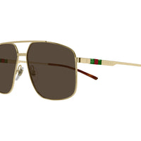 Thumbnail for Gucci Men's Gold Navigator Sunglasses Brown Lenses GG1676S