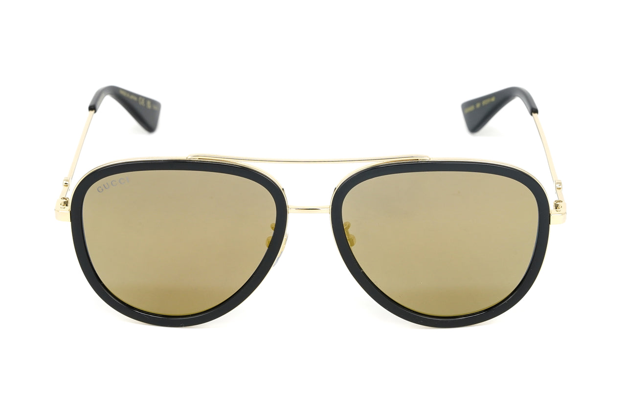 Gucci Women's Sunglasses Oversized Pilot Black/Gold GG0062S-001 57
