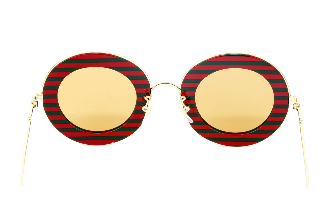 Gucci Women's Sunglasses Oversized Round Gold Maison de l'Amour GG0113S-007 44