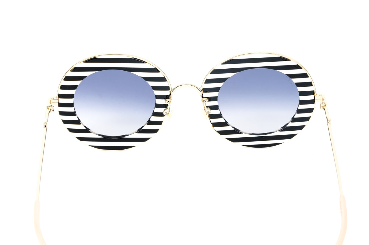 Gucci Women's Sunglasses Oversized Round Gold Band GG0113S-008 44