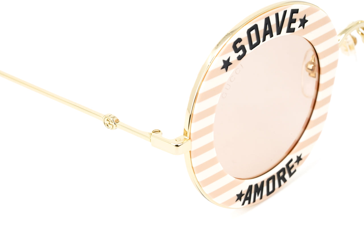 Gucci Women's Sunglasses Oversized Round Gold Soave Amore GG0113S-009 44