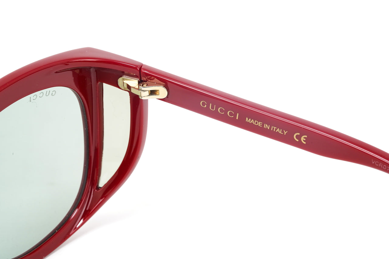 Gucci Women's Sunglasses Wraparound Rectangle Red GG0468S-003 57