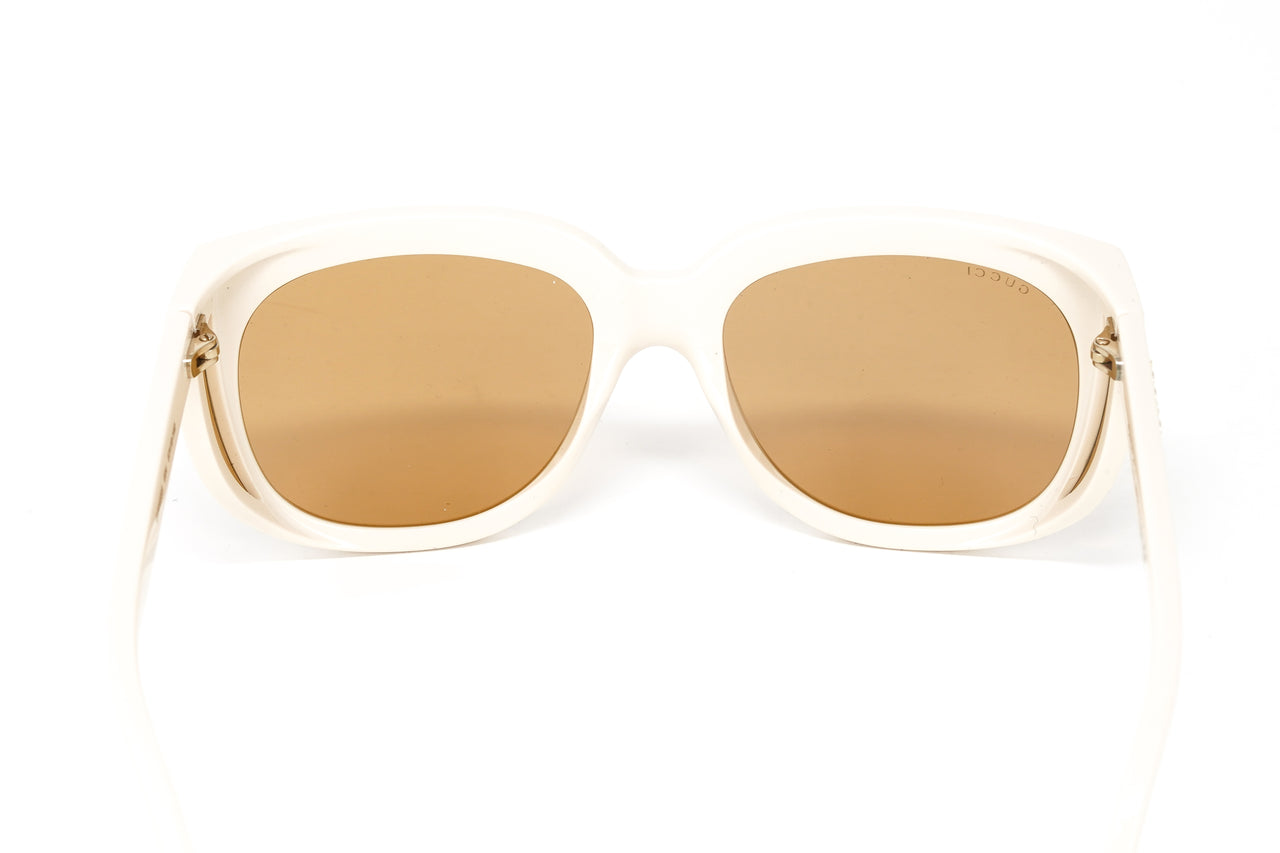 Gucci Women's Sunglasses Wraparound Rectangle Cream GG0468S-004 57