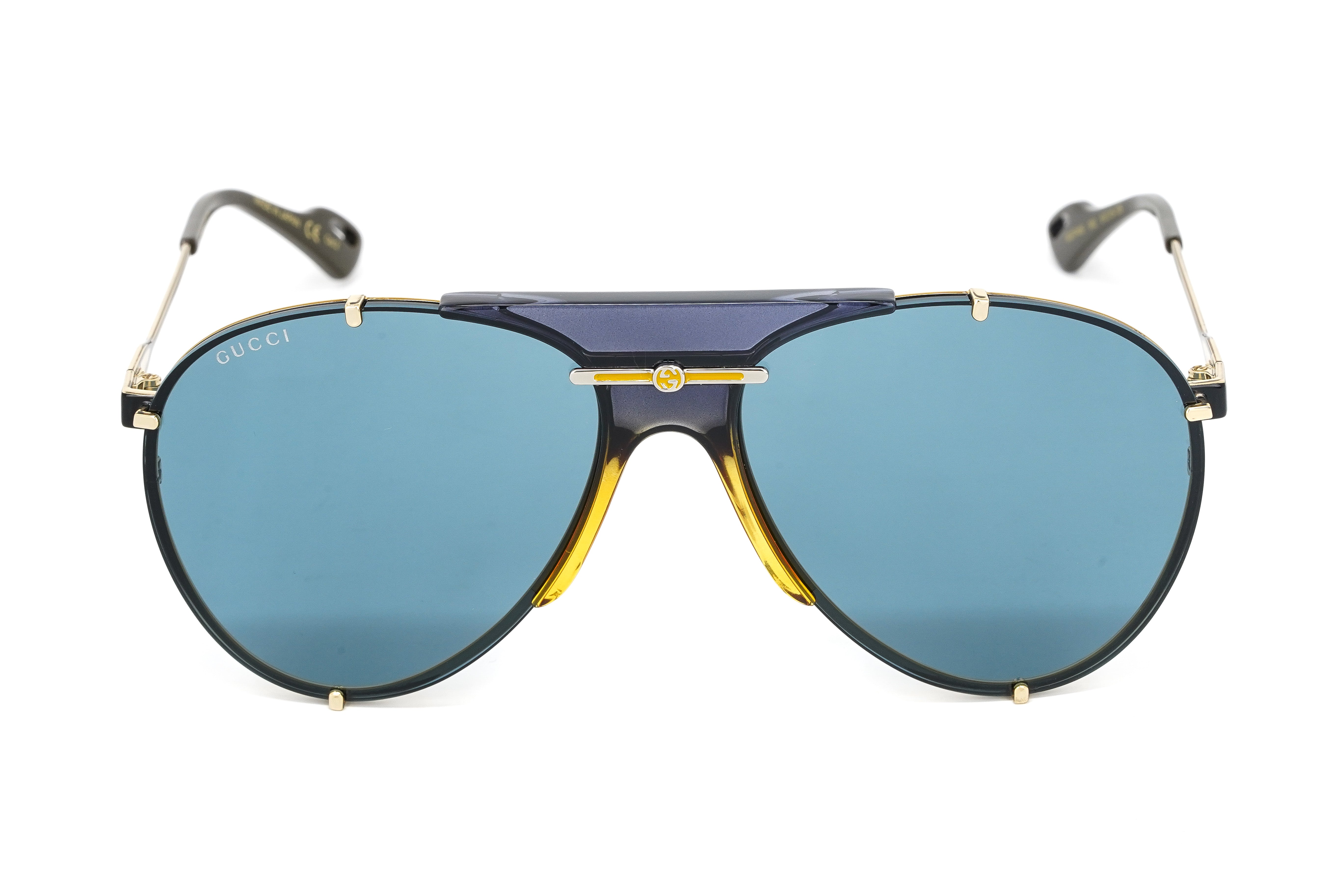 Gucci Unisex Sunglasses Oversized Pilot Blue Gold – Watches & Crystals