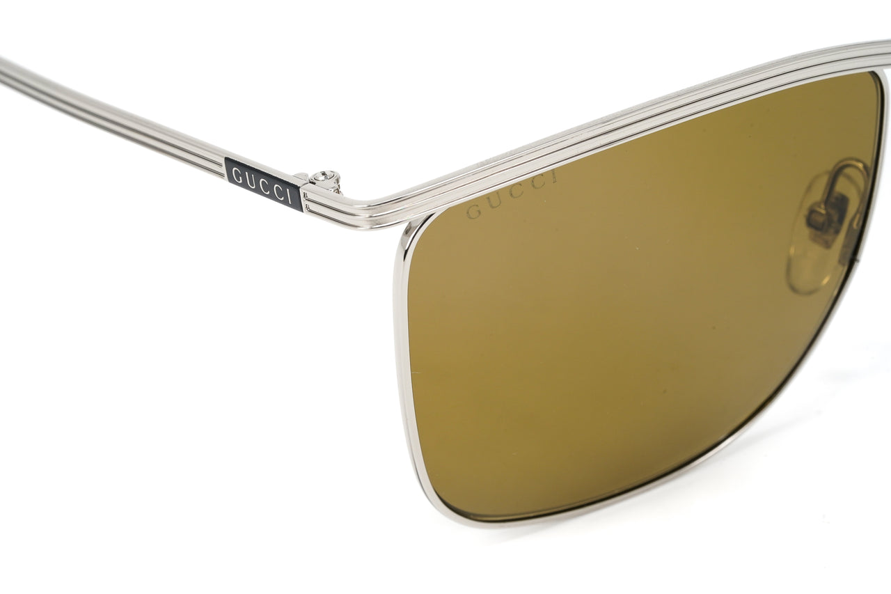 Gucci Men's Sunglasses Classic Square Silver Brown GG0821S-002 62