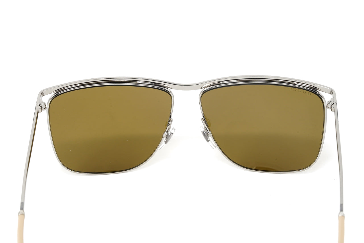 Gucci Men's Sunglasses Classic Square Silver Brown GG0821S-002 62