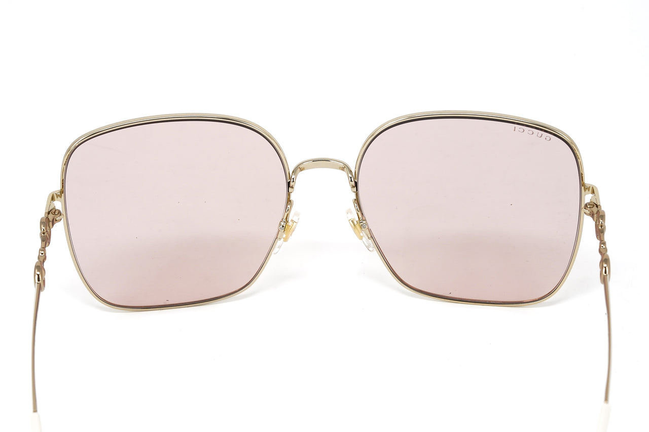 Gucci Ladies Sunglasses Oversized Square Pink Gold GG0879S-005 61